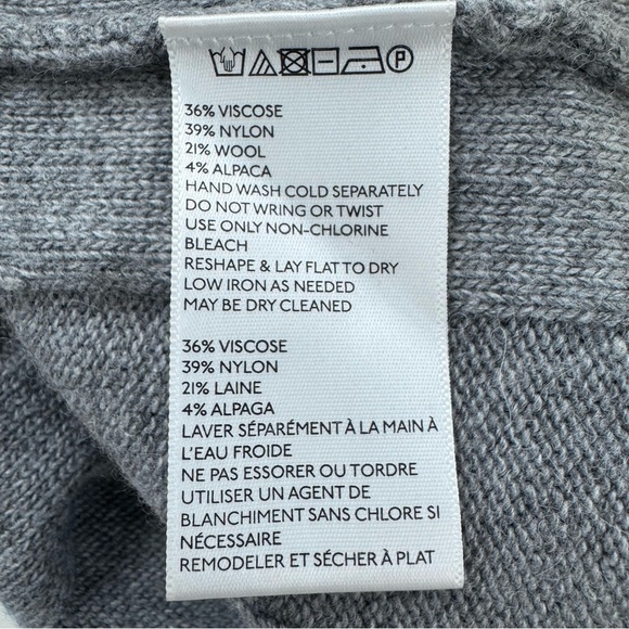 Anthropologie Sweater Dress Womens Small Gray Yellow Rib Knit Bell Sleeves - Picture 10 of 13